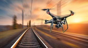 A drone over railway track